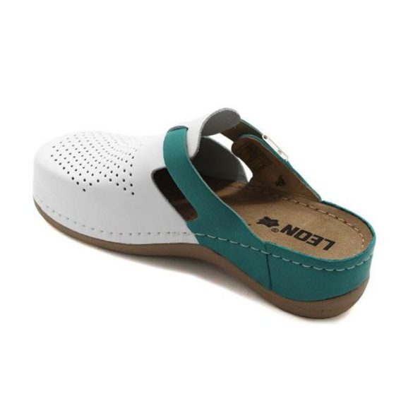Leon Comfort női papucs-901 Fehér/Türkiz