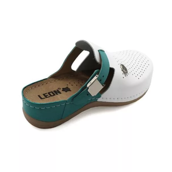 Leon Comfort női papucs-901 Fehér/Türkiz