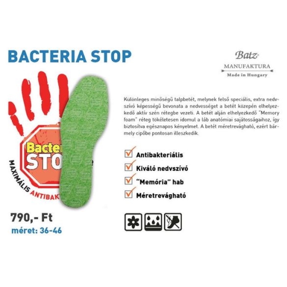 Batz talp betét unisex Talpbetét-907 Bacteria Stop