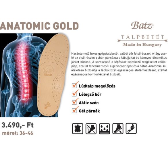 Batz talp betét unisex Talpbetét-915 Anatomic Gold