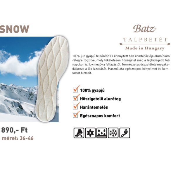 Batz talp betét unisex Talpbetét-990 Snow